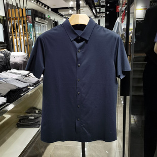 高端棉弹力商务翻领短袖T恤男士夏季新款休闲开衫体恤 凯文凯利