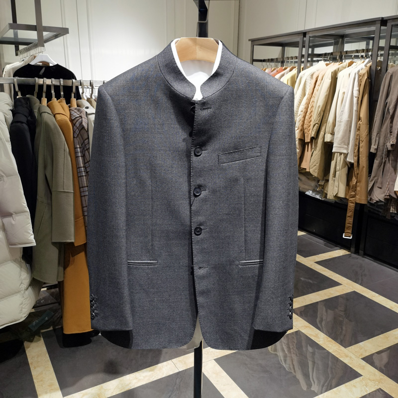 意大利进口维达莱面料高端纯羊毛商务立领西服男士西装中山装依文