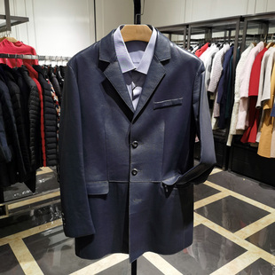 高端时尚西装领皮衣男士休闲帅气绵羊皮外套保暖商务皮夹克诺丁山