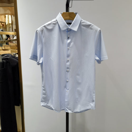 聚酯纤维高端舒适商务短袖衬衫男士夏季新款工作行政衬衣  依文