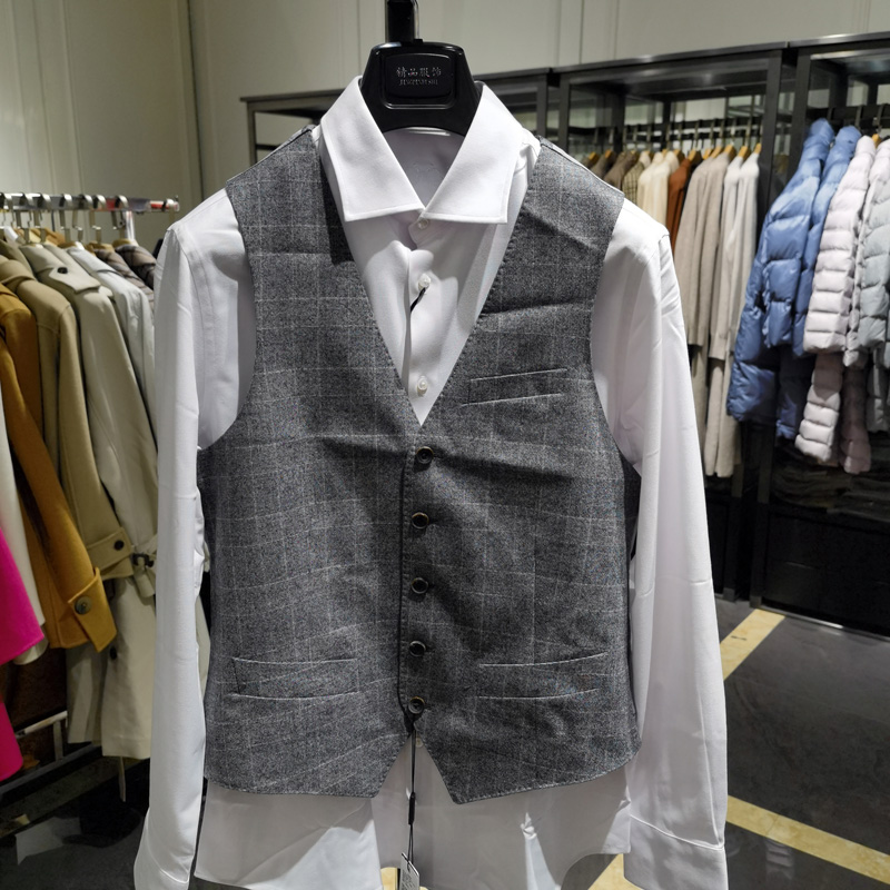 意大利进口维达莱羊毛面料商务V领马甲男士秋冬新款保暖坎肩 依文