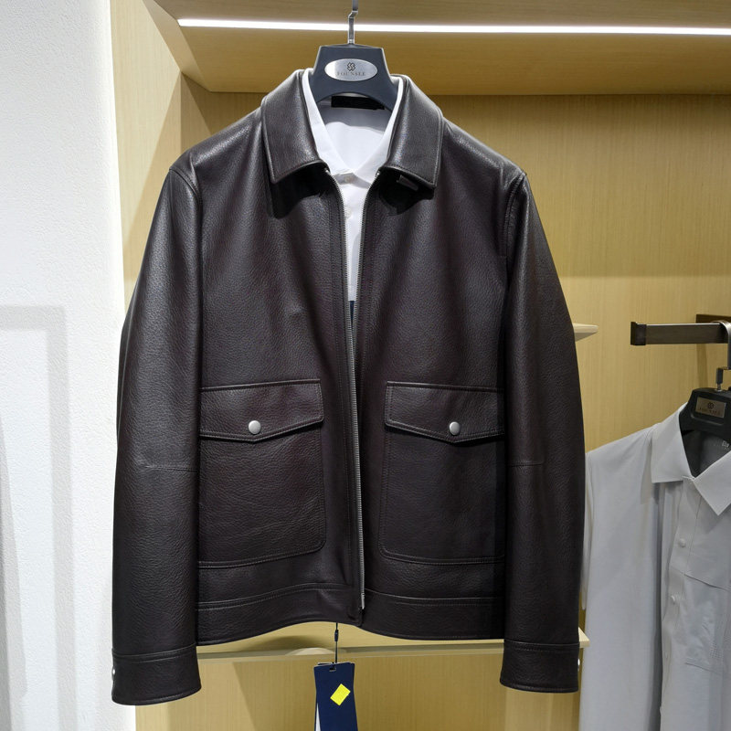 商务休闲翻领秋冬新款真皮衣男保暖时尚帅气牛皮外套 方仕FOUNSEE,男装,皮衣,淘宝优惠券,粉丝福利购,淘宝优惠卷
