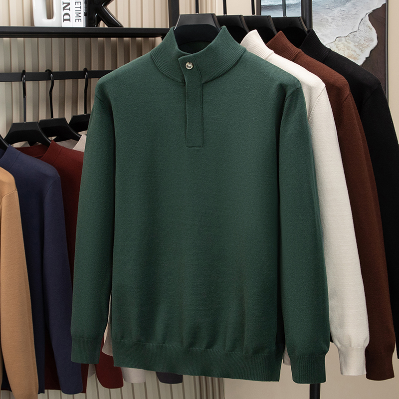 高端秋冬新款高领羊毛混纺毛衣男时尚舒适保暖套头休闲毛衫赫祖丁