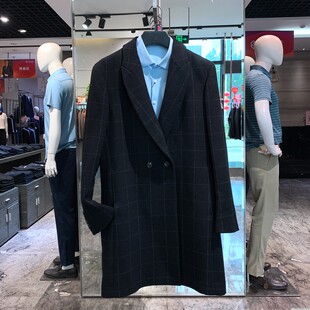 西装 方仕 羊毛呢大衣男秋冬新款 商务正装 领双排扣呢子外套 中长款