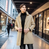 长款 潮流风衣男士 帅气秋冬季 纯棉商务翻领时尚 新款 H舒适宽松外套