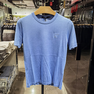 高端纯桑蚕丝圆领短袖T恤男夏季新款休闲时尚帅气舒适体恤 诺丁山