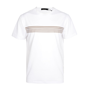 高品质聚酯纤维弹力圆领短袖T恤男夏季休闲时尚直筒体恤 费尔法特