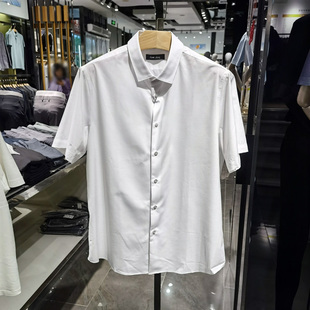 高端弹力商务翻领短袖衬衫男士夏季新款休闲舒适半袖衬衣凯文凯利