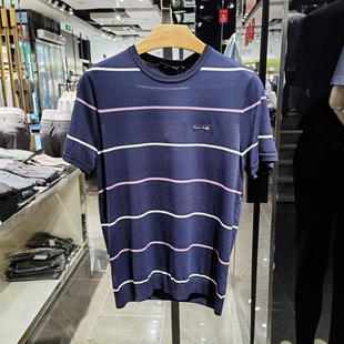 高端聚酯纤维时尚休闲圆领短袖T恤男士夏季新款舒适体恤凯文凯利