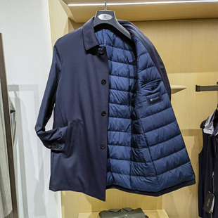 方仕 轻盈保暖外套 商务翻领高端纯羊毛白鹅绒羽绒服男中长款 新款