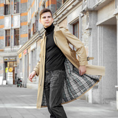 长款 潮流风衣男士 帅气秋冬季 纯棉时尚 新款 H商务翻领舒适宽松外套