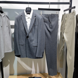 高端羊毛混纺中灰色商务正装西服男士2粒扣时尚西装套装 诺丁山