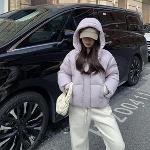 大眼LARGE 连帽羽绒服女冬2024小个子加厚新国标90白鸭绒 EYE短款