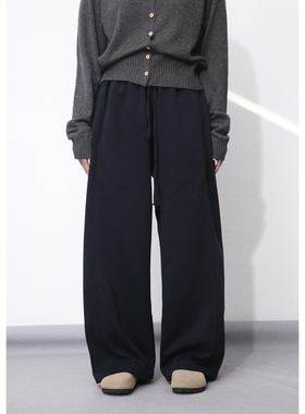 大眼LARGE EYE 百搭神裤 小个子高腰阔腿裤垂感空气针织休闲裤