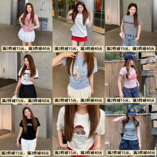 大眼LARGE EYE 镇店款！小个子小版宽版印花短袖T恤夏季新显瘦T