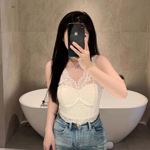 大眼LARGEEYE 纯欲风2025夏性感蕾丝吊带背心女内搭外穿打底无袖