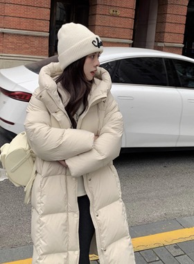 大眼LARGE EYE长款羽绒服女小个子大被子新国标90白鸭绒长款外套