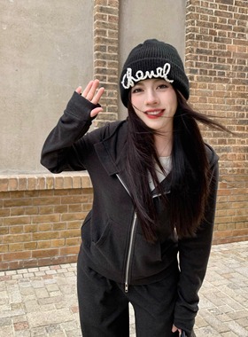 大眼LARGE EYE 小个子德绒软糯糯连帽卫衣套装外套女冬直筒裤上衣