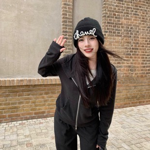 外套女冬直筒裤 小个子德绒软糯糯连帽卫衣套装 上衣 EYE 大眼LARGE