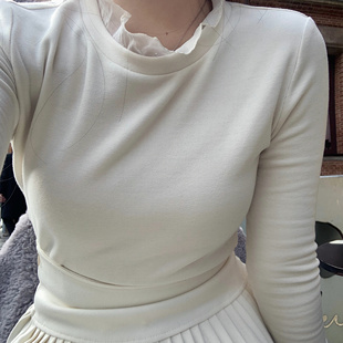 小个子木耳边圆领加绒女简约百搭外套内搭 万金油 大眼LARGE EYE