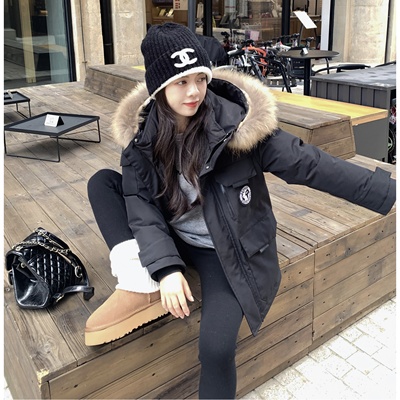 大眼LARGE EYE冬季小个子中长款派克羽绒服三防90白鸭绒保暖