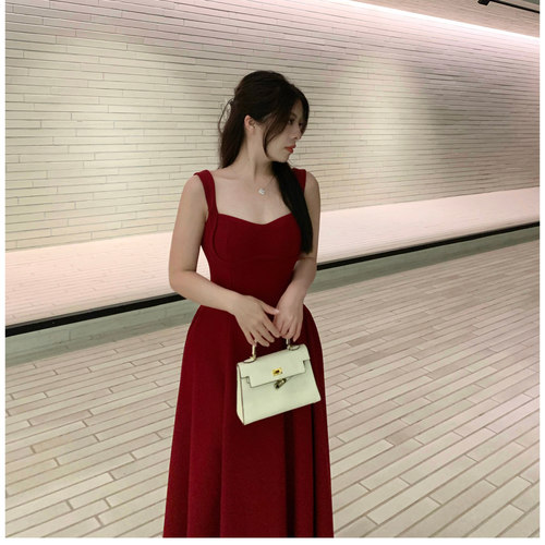 大眼LARGE EYE150小个子法式气质U领短款连衣裙收腰显瘦A字长裙