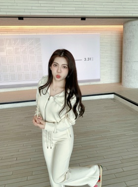 大眼自制LARGE EYE慵懒风卫衣套装150小个子lu系甜妹懒人喇叭裤