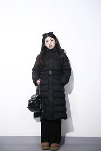 羽绒服韩版 大眼LARGE 小个子黑色收腰长款 行走棉被 90白鸭绒 EYE