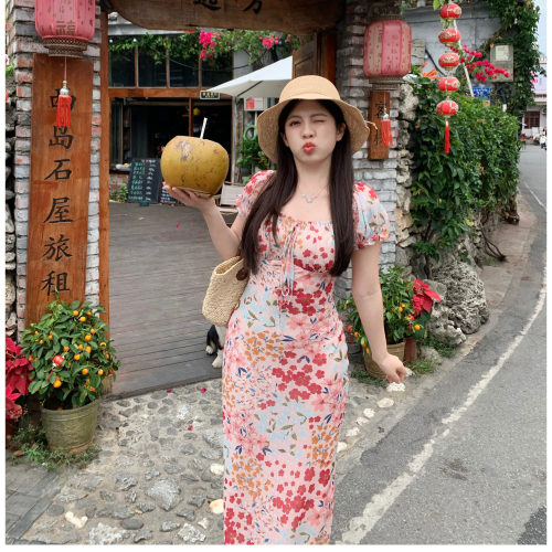 大眼LARGE EYE2025新款150小个子显高气质度假斜裁裙连衣裙法式裙