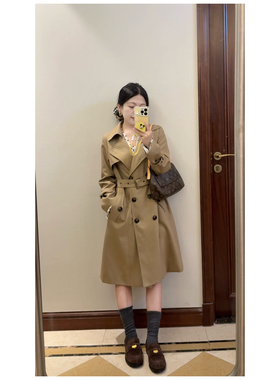 大眼LARGE EYE 中古风衣小个子英伦风阔版休闲风衣显瘦外套复古