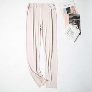 空调裤 秋裤 打底衬裤 长裤 女高腰全真丝针织家居裤 薄款 桑蚕丝睡裤