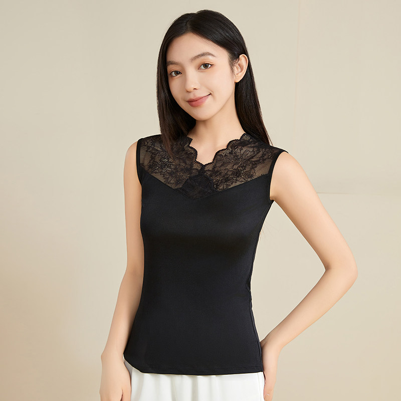 真丝吊带背心女桑蚕丝宽肩打底衫