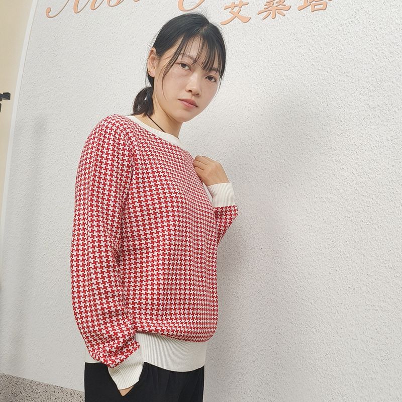 真丝羊绒套头圆领女毛衣针织衫