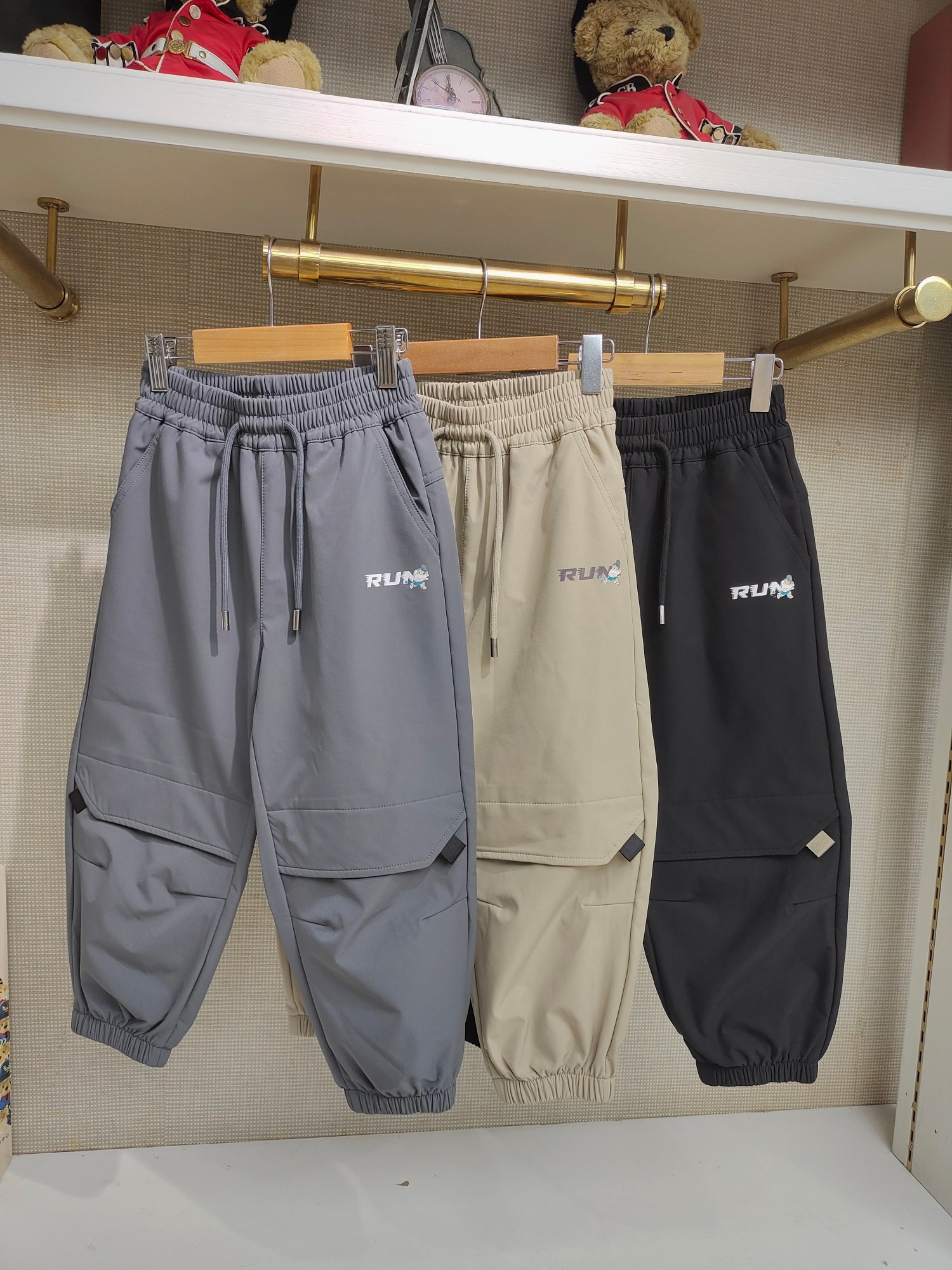 英国泰迪熊＆专柜童装 薄绒加厚松紧腰百搭束口工装裤 G5WP02