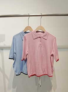 NO退换 针织衫 731076 绵羊毛polo领短袖 恩系列＆专柜25秋