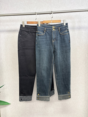 大牌k&专柜24冬款 加绒加厚 复古水洗牛仔法棍裤牛仔裤 755