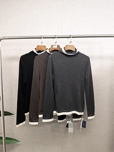 仅换码 大牌k＆专柜24冬款 撞色针织衫 时尚 503 100%绵羊毛