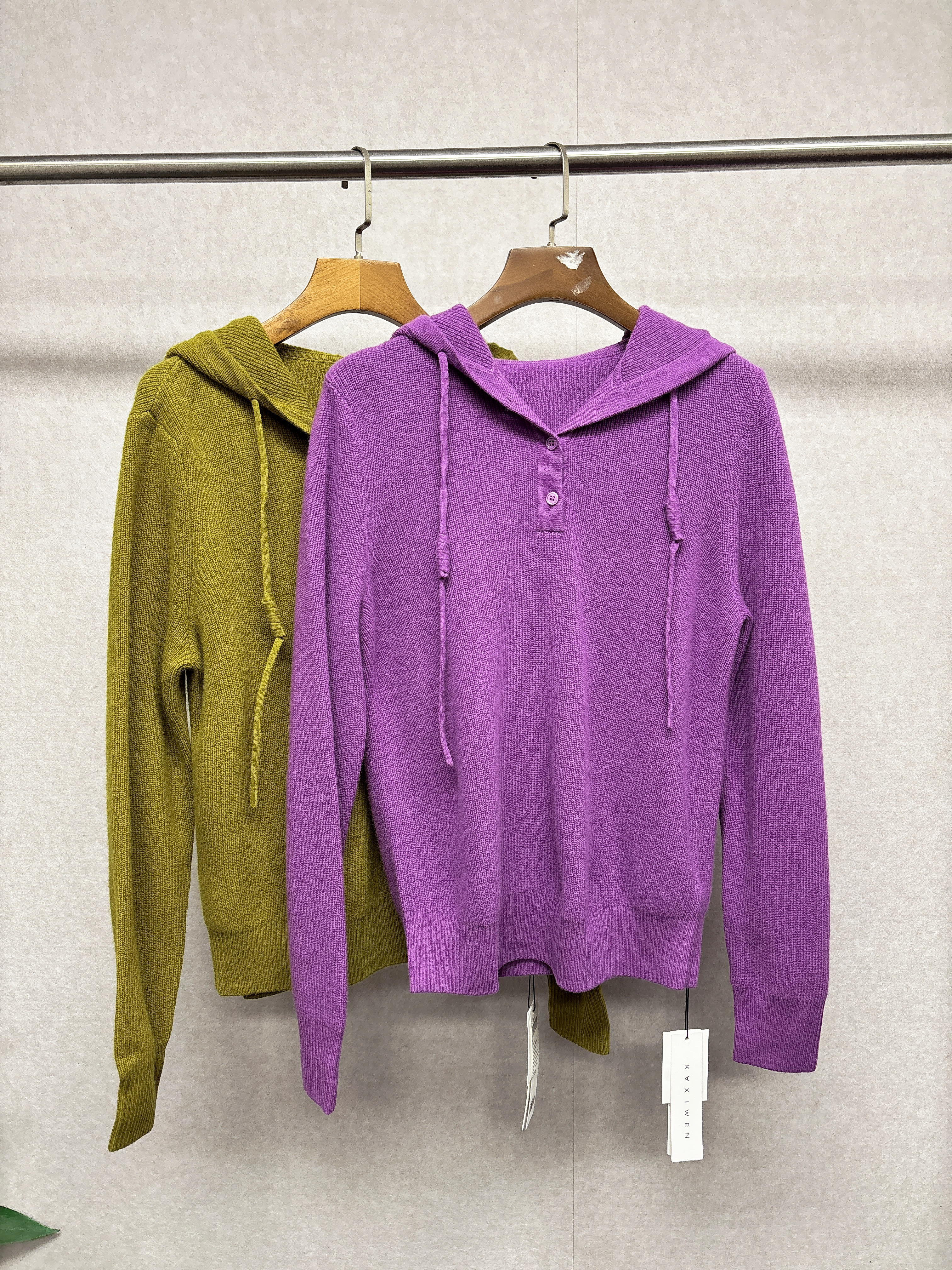 Ka系列&专柜24冬款 100%绵羊毛 简约纯色针织帽衫 547