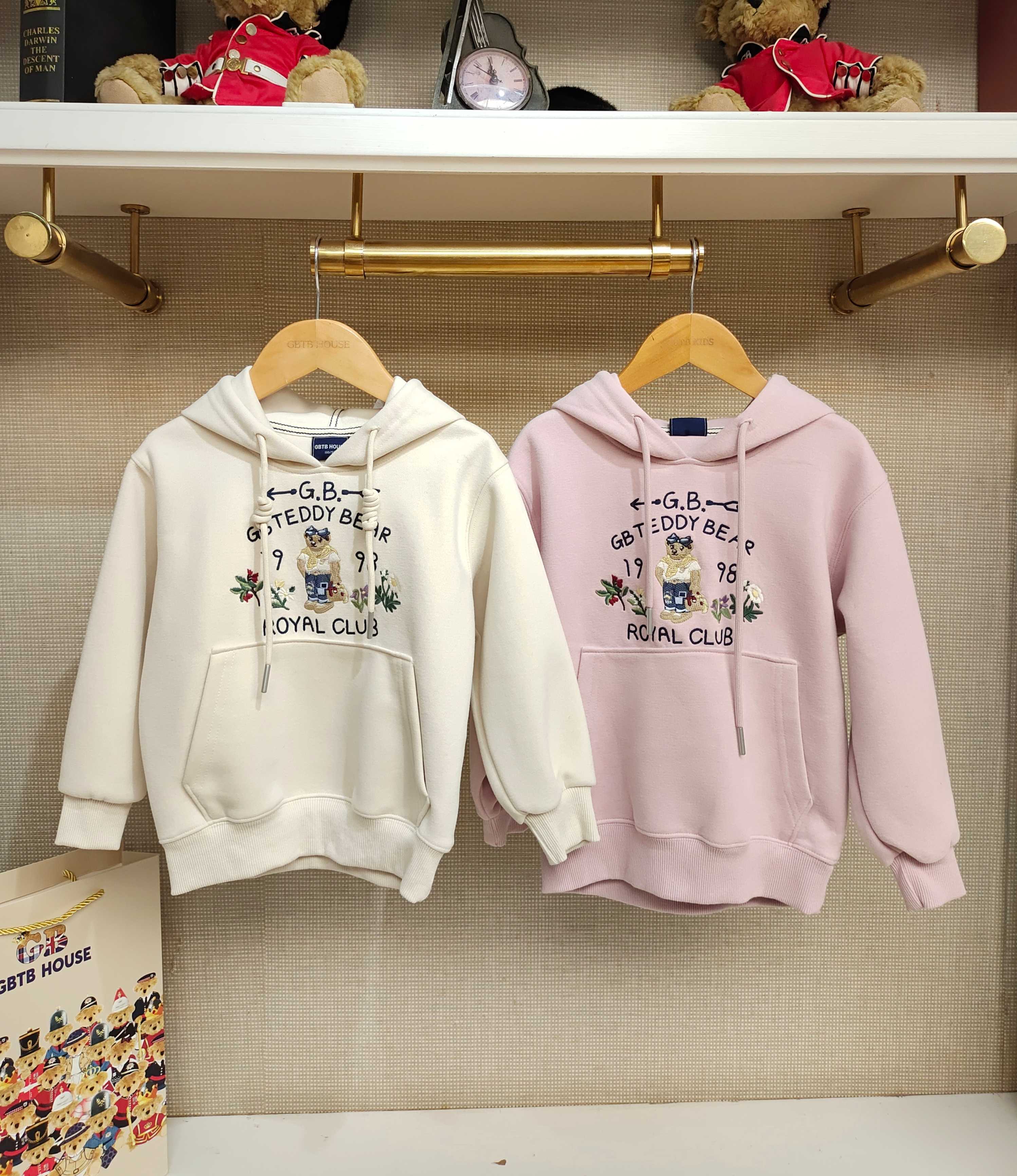 英国泰迪熊＆专柜童装 棉质小熊刺绣休闲连帽卫衣 G5FH05