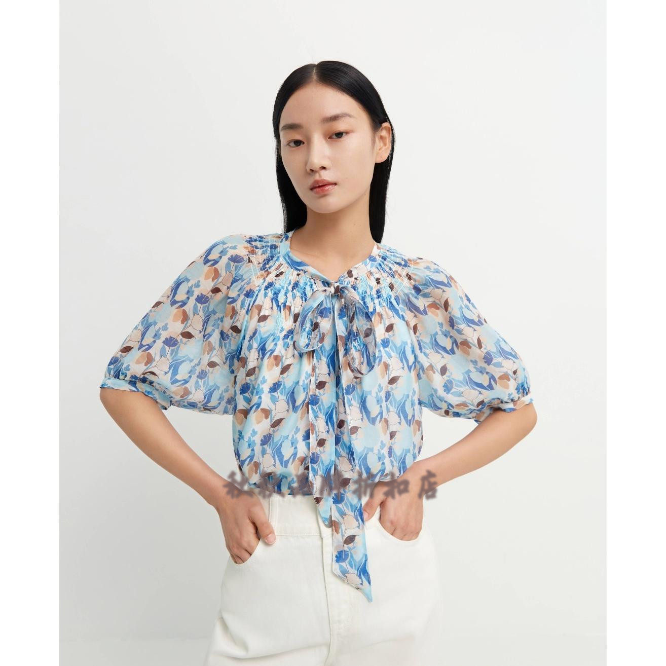 s系列&专柜22秋款反季福利 天丝款短袖碎花衬衣 s22310107c