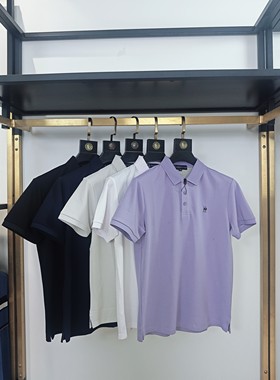 赛艇＆专柜男装夏款 亚麻醋酸桑蚕丝 高端刺绣短袖polo衫 662107