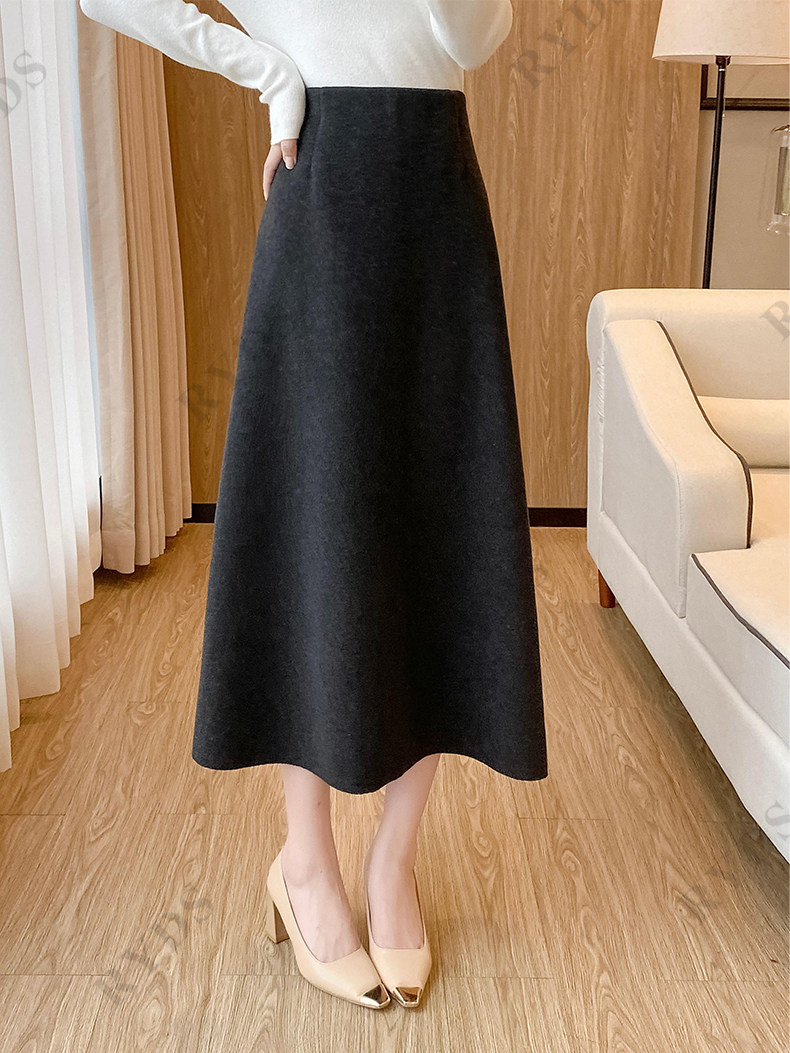 大牌订单25冬款＆显瘦高腰A字羊毛半身裙纯色百搭神器 K333