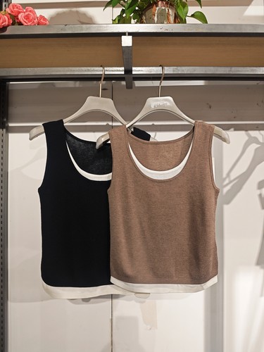 L系列＆专柜25春款福利 含桑蚕丝 假两件百搭无袖背心（NO退换）