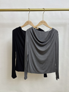 福利 针织衫 天丝 荡领优雅长袖 绵羊毛 S系列&专柜25春款