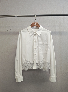 大牌h专柜25春款福利＆法式浪漫蕾丝拼接长袖衬衫（可换码）13751