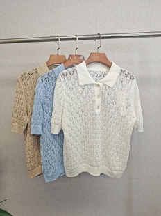 859 可换码 Ka系列＆专柜25夏 棉质和纸纱镂空polo针织衫