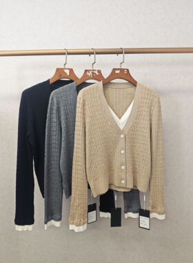 大牌h专柜25春款福利&假两件拼接款长袖针织衫 14907