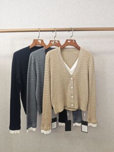 大牌h专柜25春款福利&假两件拼接款长袖针织衫 14907