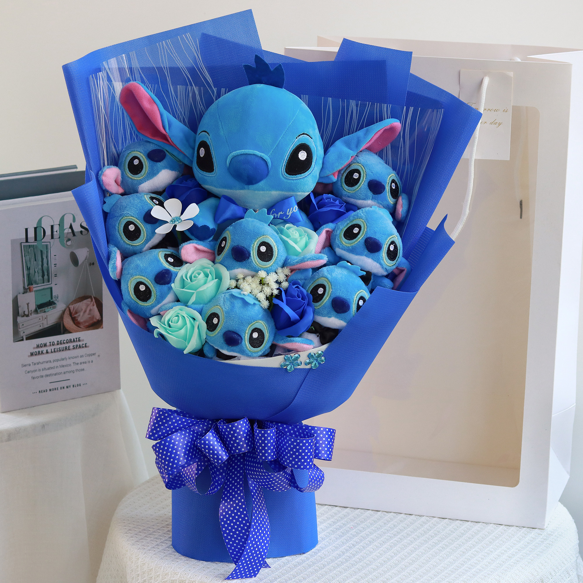 卡通花束史迪仔毛绒玩偶公仔女神节创意生日礼物送男生可爱小女生