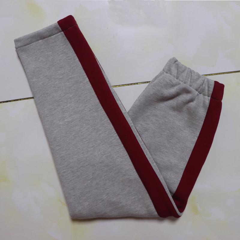 校服裤子男女同款浅灰色直筒加绒